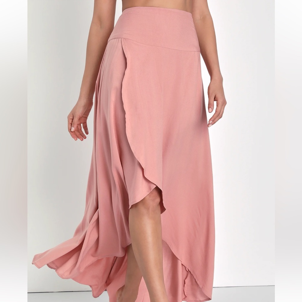 Ambrosio Mauve Pink High-Low Maxi Skirt